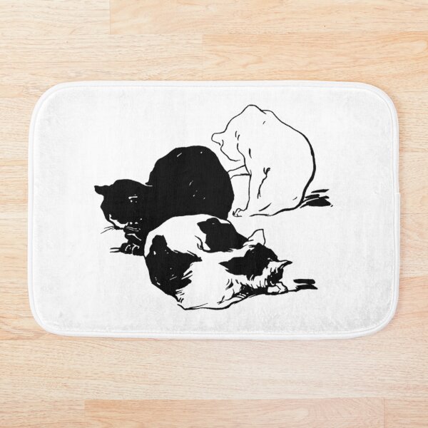 Sleepy Cats Art Nouveau Illustration Bath Mat