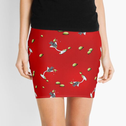 KiniArt Scottish Martini On Red Mini Skirt