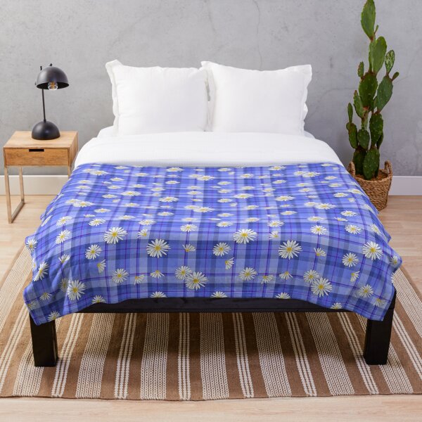 KiniArt Daisy Plaid Blues Throw Blanket
