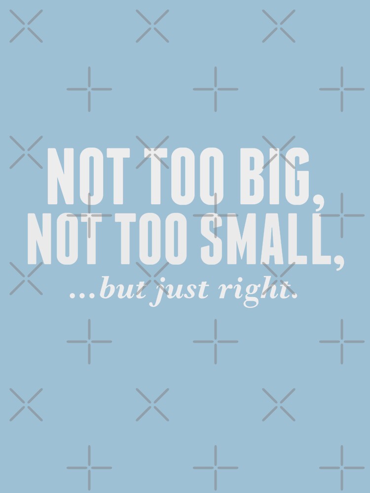 NOT TOO BIG, NOT TOO SMALL, BUT JUST RIGHT (RIGHT SIZE) by aditmawar