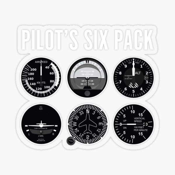 Pilts Six Pack Airplane Steam Gauges Transparent Sticker