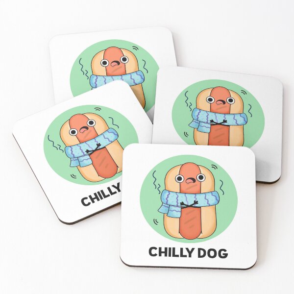 Item preview, Chilly Dog Funny Chili Hot Dog Puns  designed and sold by punnybone.