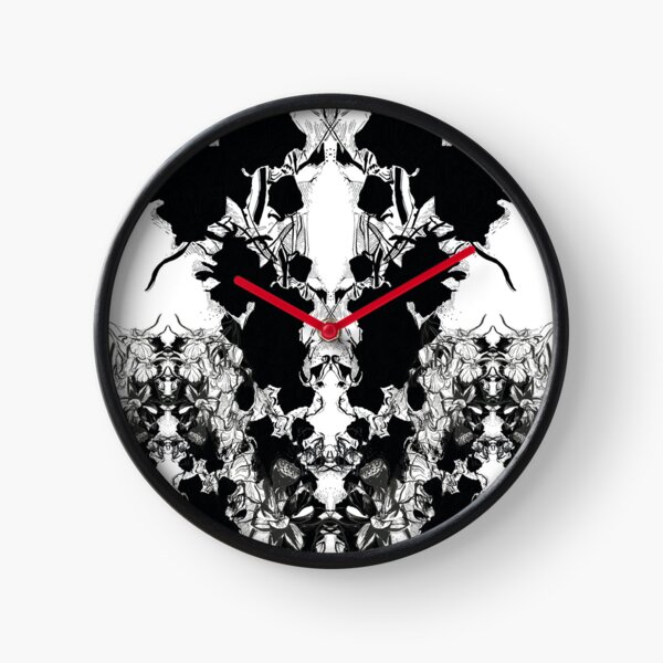 ABSTRACT RORSHACH BLACK & WHITE pattern Clock
