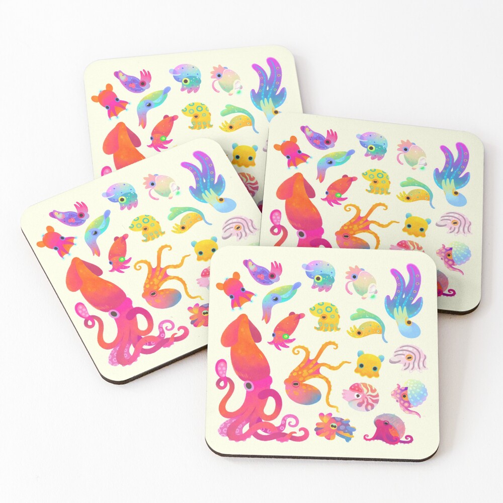Cephalopod - pastel Coasters (Set of 4)