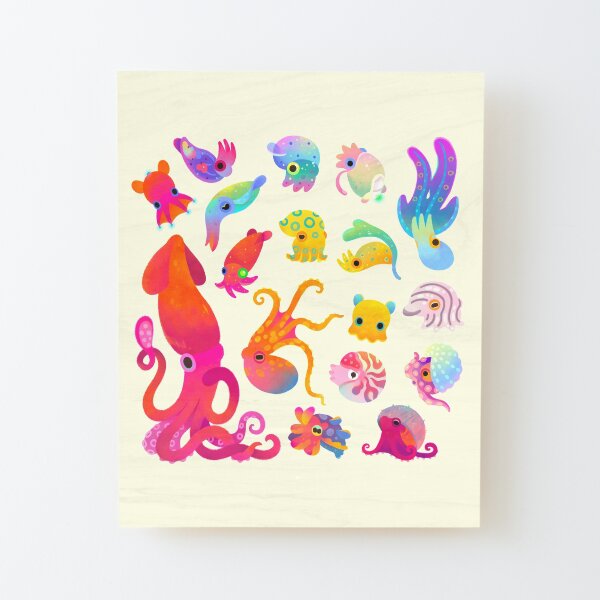 Cephalopod - pastel Wood Mounted Print