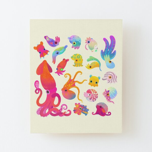 Cephalopod - pastel Wood Mounted Print