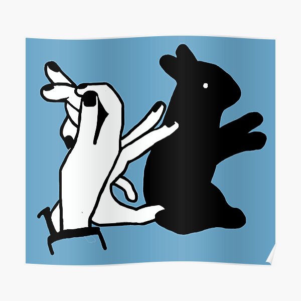 "Retro Bunny Hand Shadow Puppet" Poster by kellybroxton Redbubble