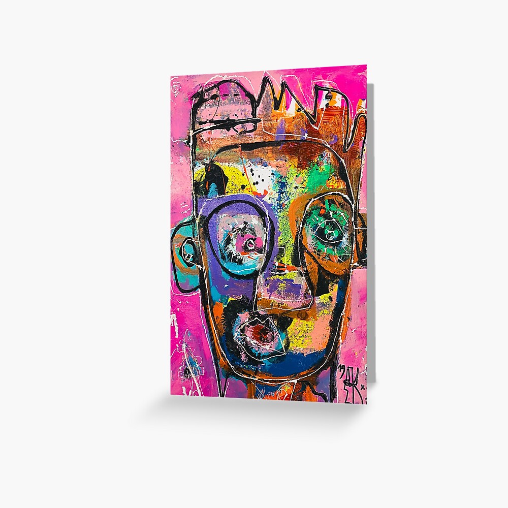 Neoexpressionism, art brut, spontaneous art, black and Colors, free figuration Greeting Card