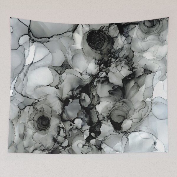 Item preview, Black, White, and Gray Abstract: Original Alcohol Ink Painting designed and sold by herzart.