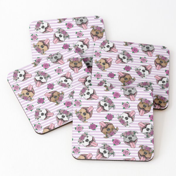 Item preview, Floral Crowned Pit Bulls - Happy Pit Bulls - purple stripes designed and sold by littlearrow.
