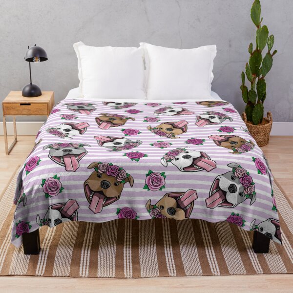 Item preview, Floral Crowned Pit Bulls - Happy Pit Bulls - purple stripes designed and sold by littlearrow.