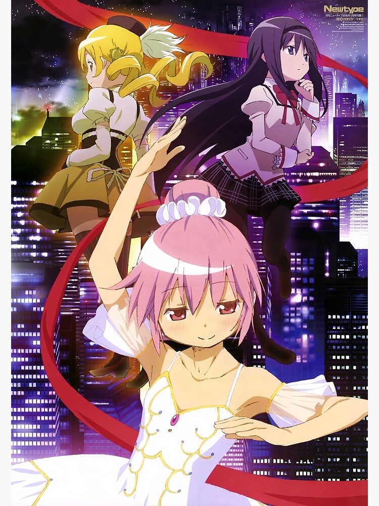 Mahou Shoujo Madoka Magica Movie Anime Poster Greeting Card By Wazzaah Redbubble