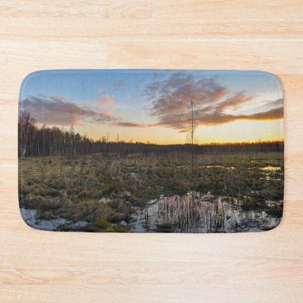 Item preview, Sunset in the blue sky over the spring backwaters of a forest swamp designed and sold by yarvin13.