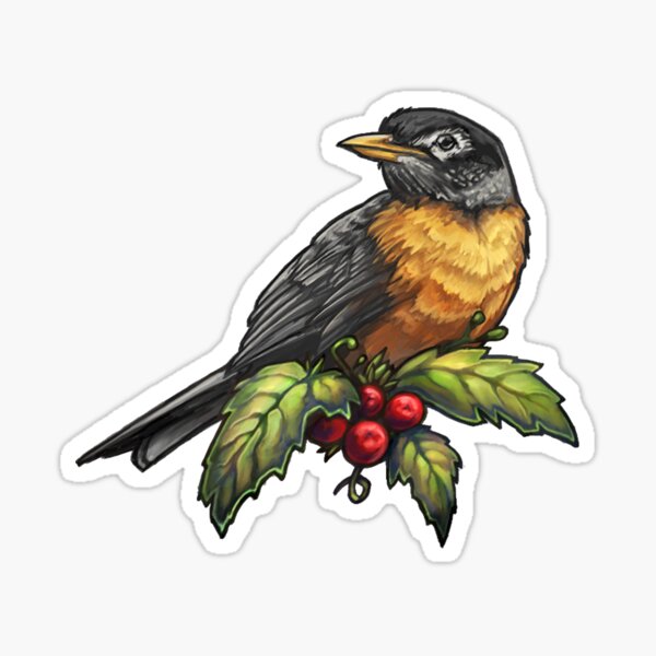 Holiday Bird American Robin Sticker