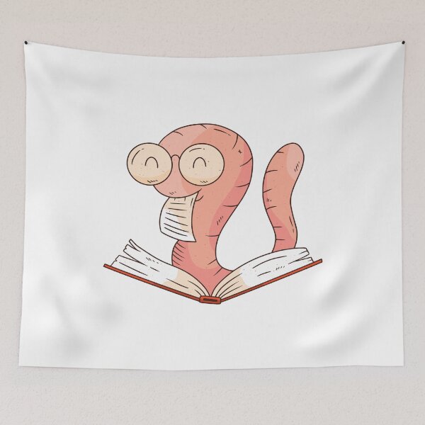 Item preview, cute cartoon bookworm designed and sold by DerSenat.