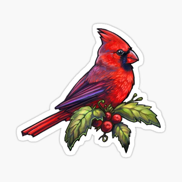 Holiday Bird American Cardinal Sticker
