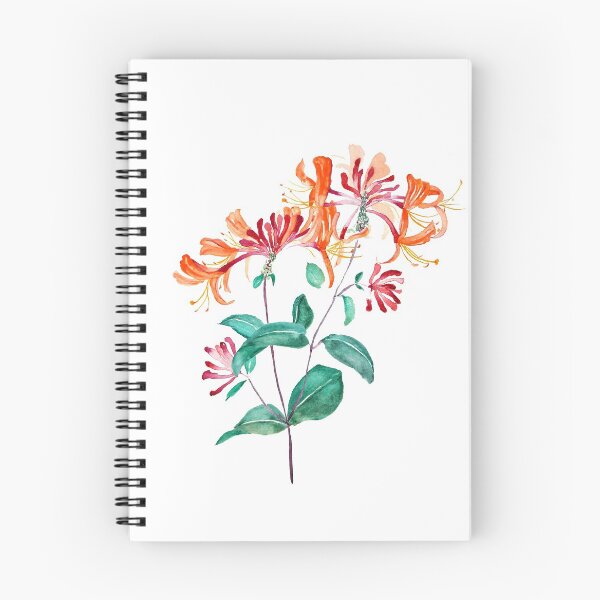 Item preview, hand painted orange red honeysuckle flower designed and sold by ColorandColor.