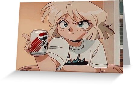 "Anime Girl Aesthetic 90s" Greeting Card by aunomdelart | Redbubble