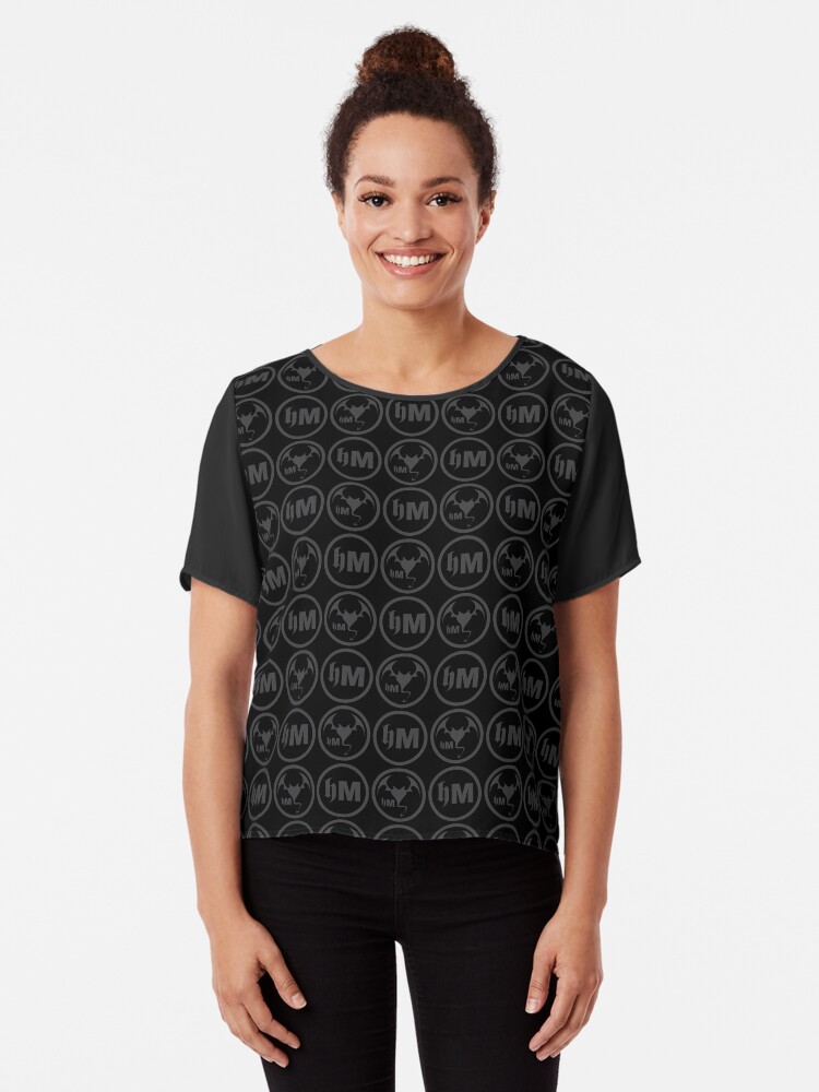 Thumbnail 1 of 6, Chiffon Top, Hollywood Monsters Pattern - DARK GREY designed and sold by bzyrq.