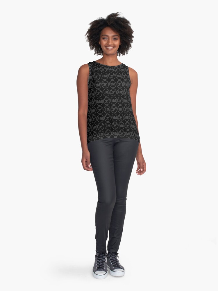 Thumbnail 3 of 6, Sleeveless Top, Hollywood Monsters Pattern - DARK GREY designed and sold by bzyrq.