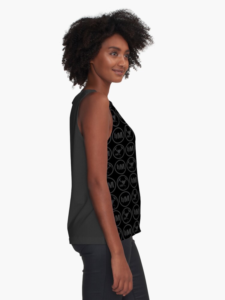 Thumbnail 2 of 6, Sleeveless Top, Hollywood Monsters Pattern - DARK GREY designed and sold by bzyrq.