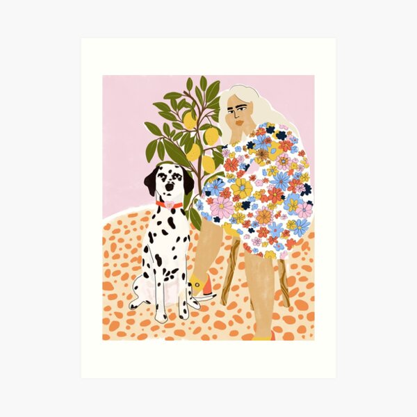 Lady and Dalmatian Art Print