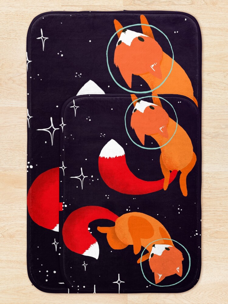 Alternate view of Space Foxes Bath Mat