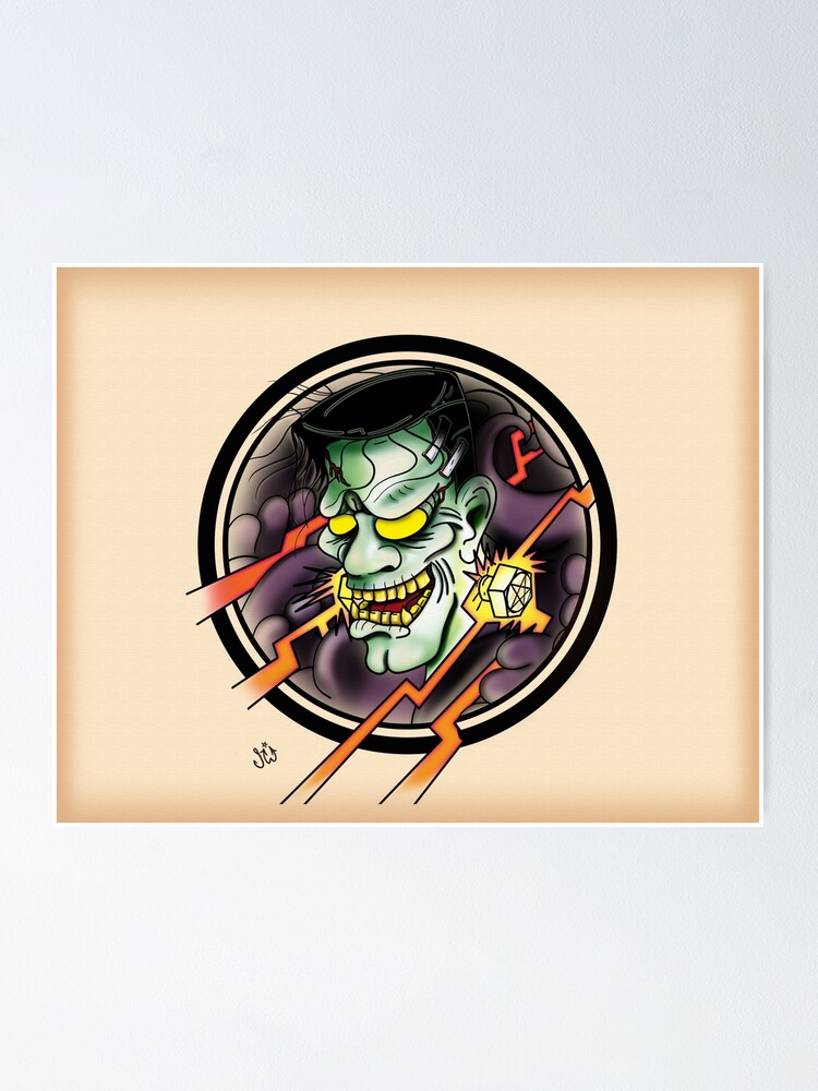 Amazoncom Bride of Frankenstein by Sid Stankovits Monster Tattoo Art  Print for Framing  Everything Else