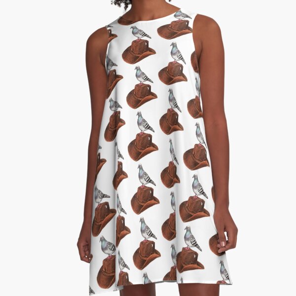 Cluck Norris - pigeon with cowboy hat A-Line Dress