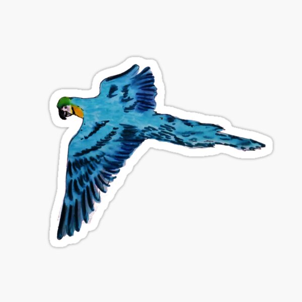 Flying Blue Parrot Sticker