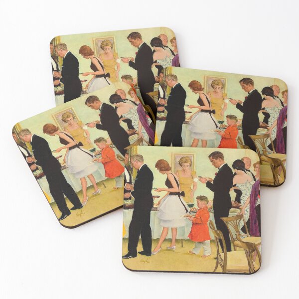 Item preview, Mid-Century Dinner Party, Little Boy Crashing Fancy Party designed and sold by vintagevivian.