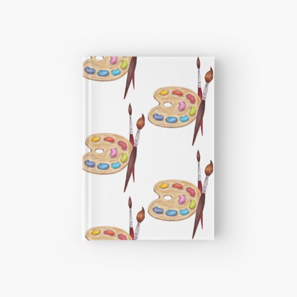 palette with paints and two brushes Hardcover Journal