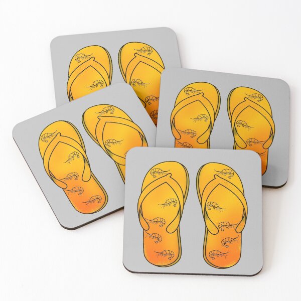 Item preview, Orange and yellow Flip Flops with Shrimp  designed and sold by Teal-Cookie.
