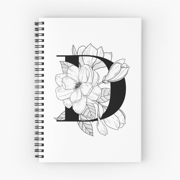 Artikelvorschau, Monogramm D mit Magnolien-Linie Kunst entworfen und verkauft von GraphicsbyNel.