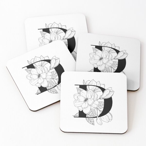 Item preview, Monogram D with Magnolia Line Art designed and sold by GraphicsbyNel.