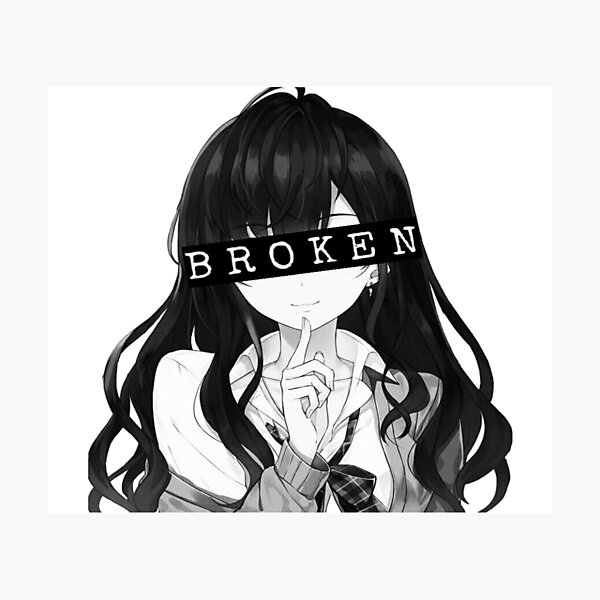 Aesthetic Broken Anime Girl Photographic Print By Vablu Redbubble