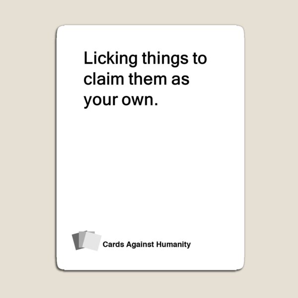 Vista previa del artículo con la obra «Cartas contra la humanidad: lamer cosas para reclamarlas como propias.», diseñado y vendido por elliot ownbey.