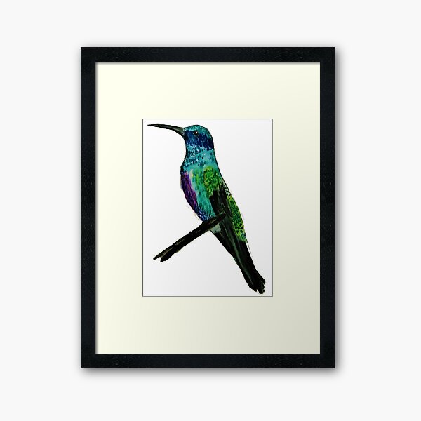 Hummingbird in Watercolor Markers Framed Art Print