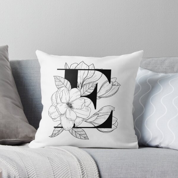 Artikelvorschau, Monogramm E mit Magnolien-Strichzeichnung entworfen und verkauft von GraphicsbyNel.
