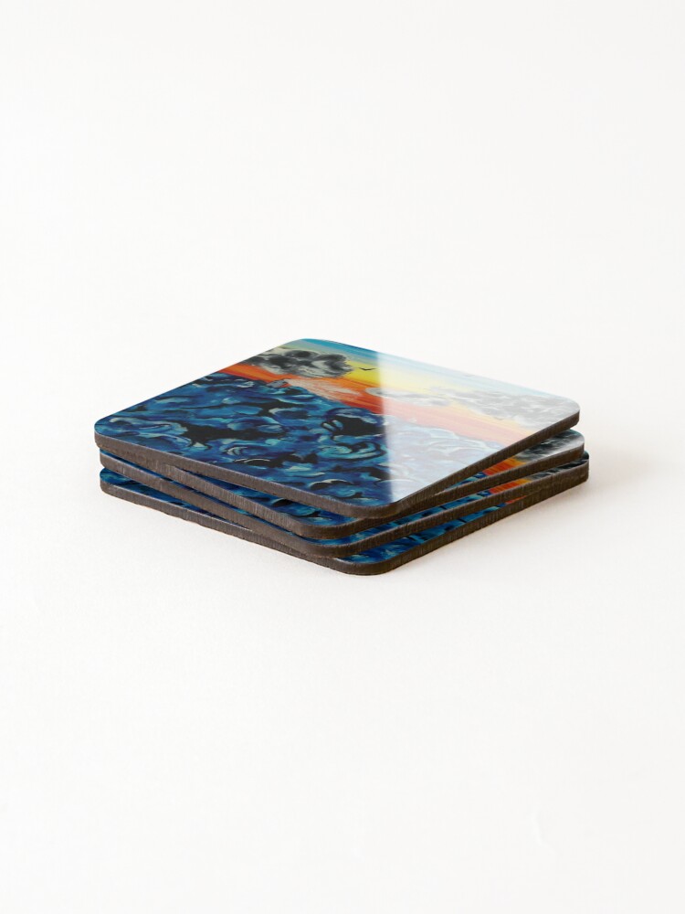 Thumbnail 4 of 5, Coasters (Set of 4), Distant Sunset Raging Sea designed and sold by ditempli.