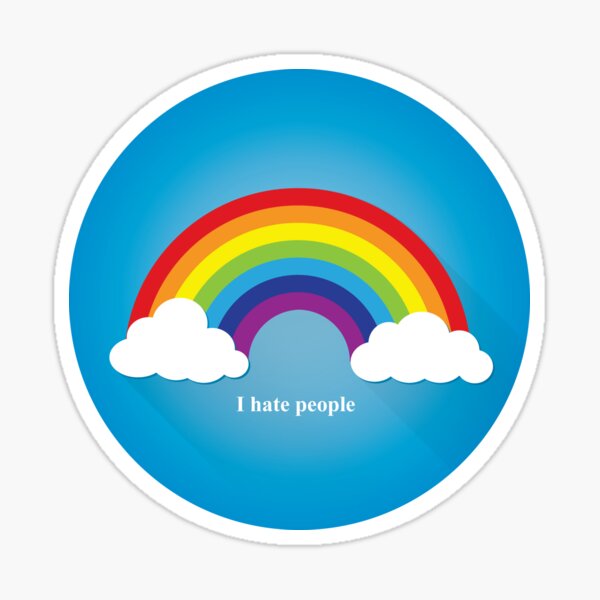 Item preview, Funny rainbow design that says "I hate people" with small font. designed and sold by MrazTees.