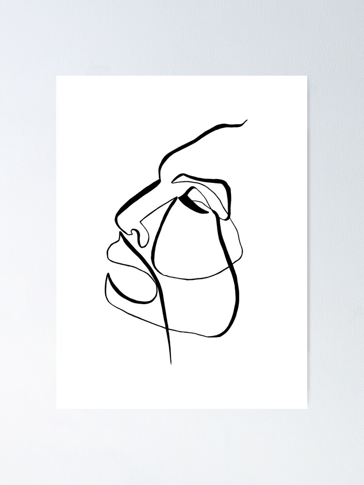 Single Line Drawing Face 1 Art Print Poster By Shawnafitzpat Redbubble