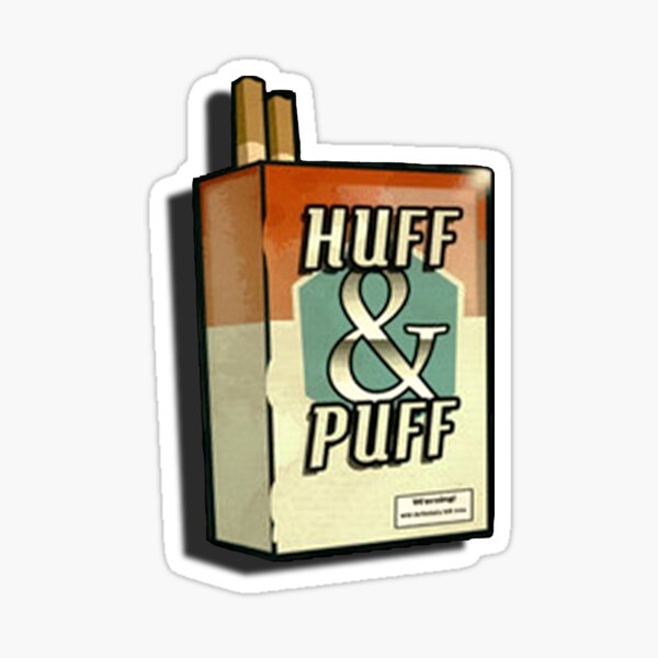 Huff & Puff Cigarette Carton Glossy Sticker.