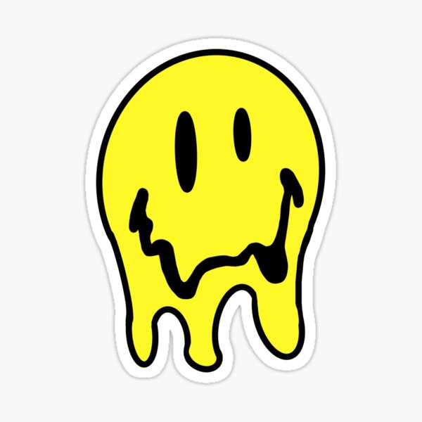 "Melting smiley face design" Sticker by Xarasharman | Redbubble