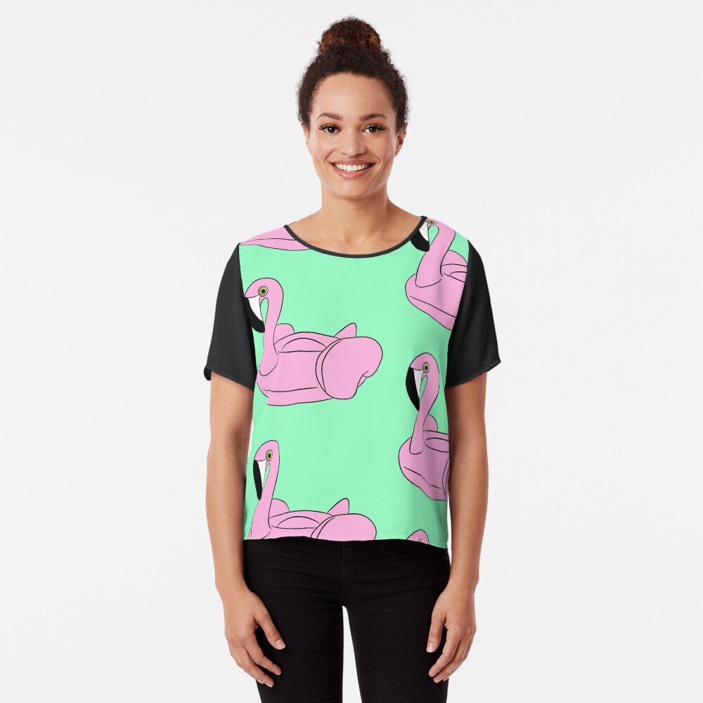 Flamingo Floatie Chiffon Top
