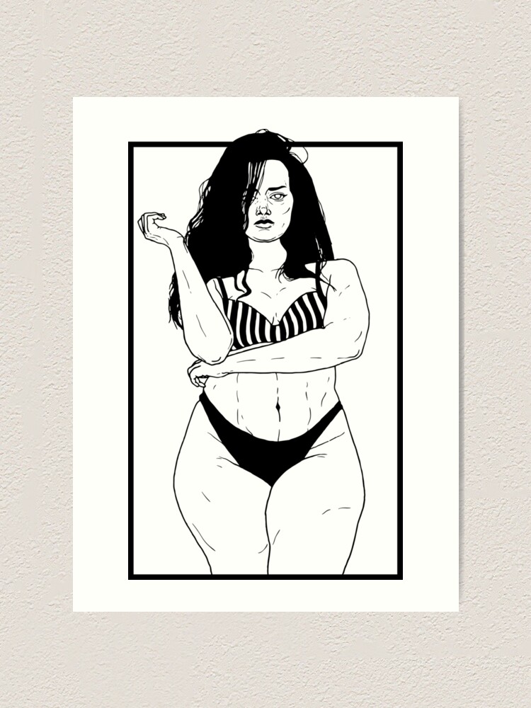 Illustration Portrait Fat Woman Sensual High Contrast Art Print By Inker Redbubble