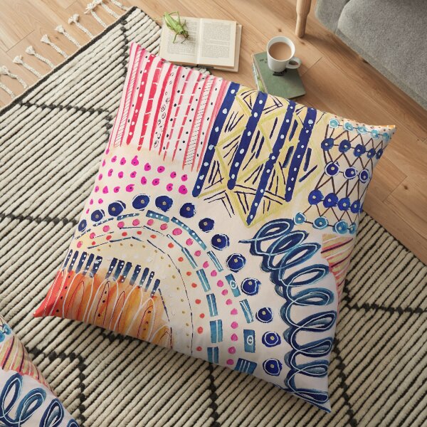 Shakti Abstract Hand Painted Design Floor Pillow