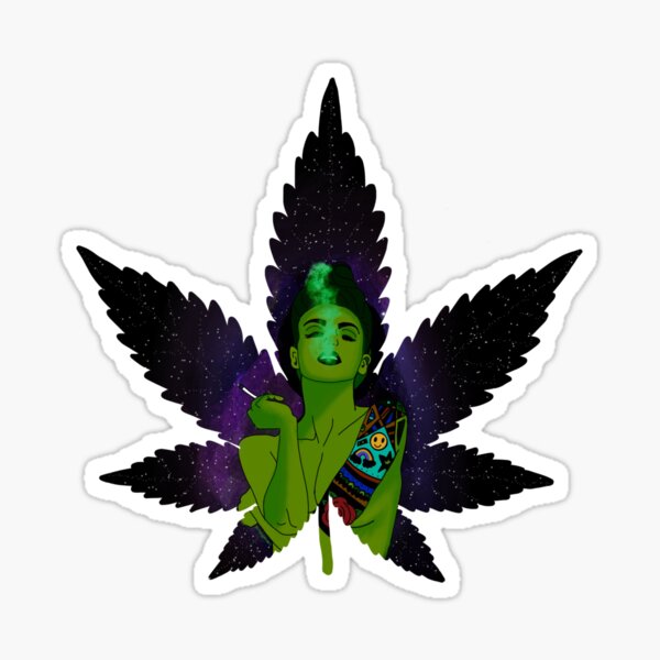 MARY JANE Alien Galaxy diosa GANJA fumando Pegatina