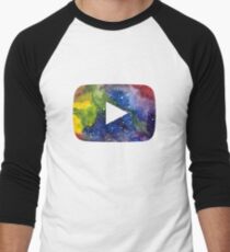 YouTube Play Button Space 3 Baseball ¾ Sleeve T-Shirt