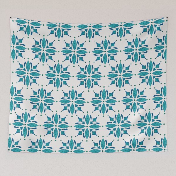 Item preview, Teal Tile Watercolor Pattern designed and sold by Lauren Ullrich.
